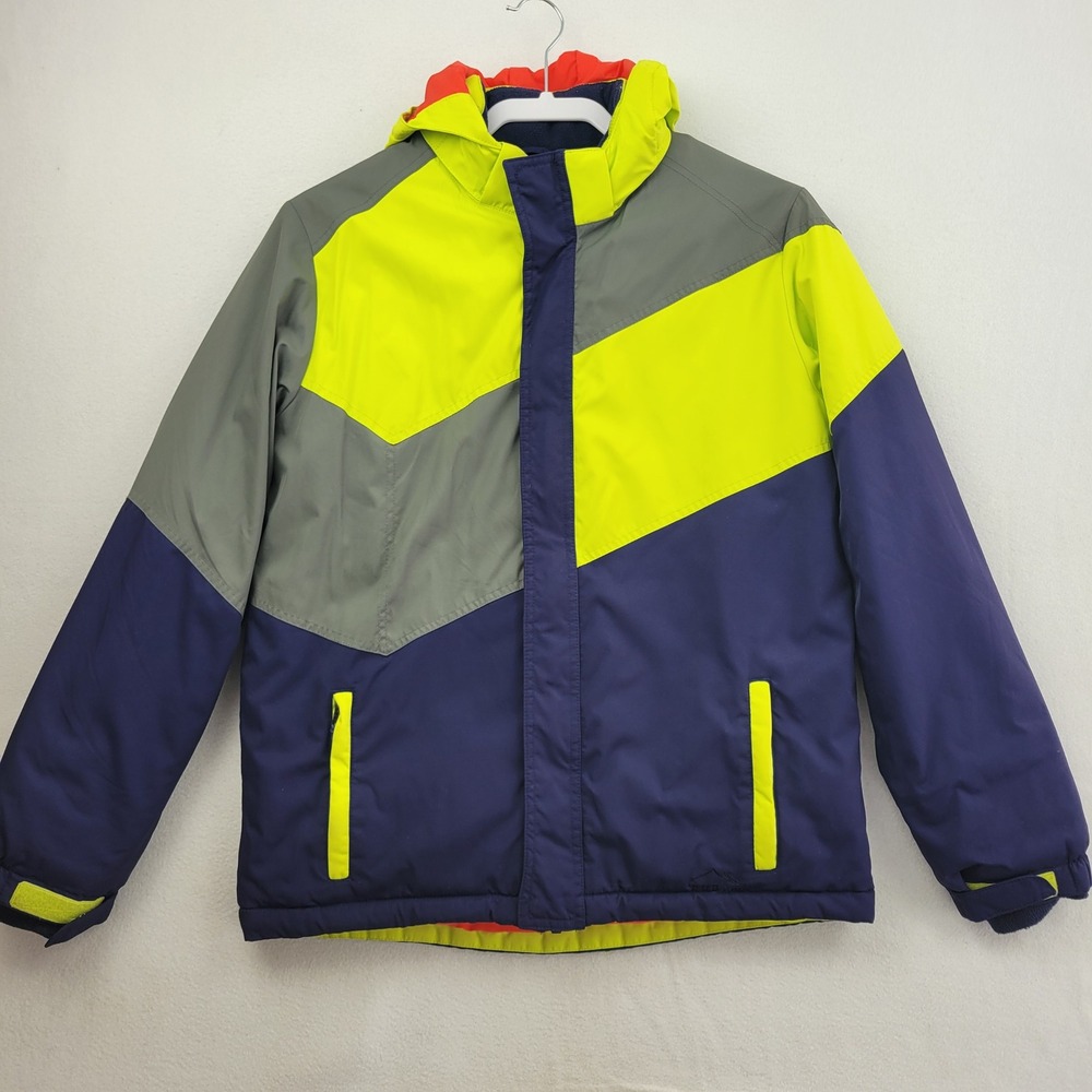 LL Bean Kids XL 18 Winter‎ Jacket Thinsulate Insulated Colorblock Navy Neon Ski